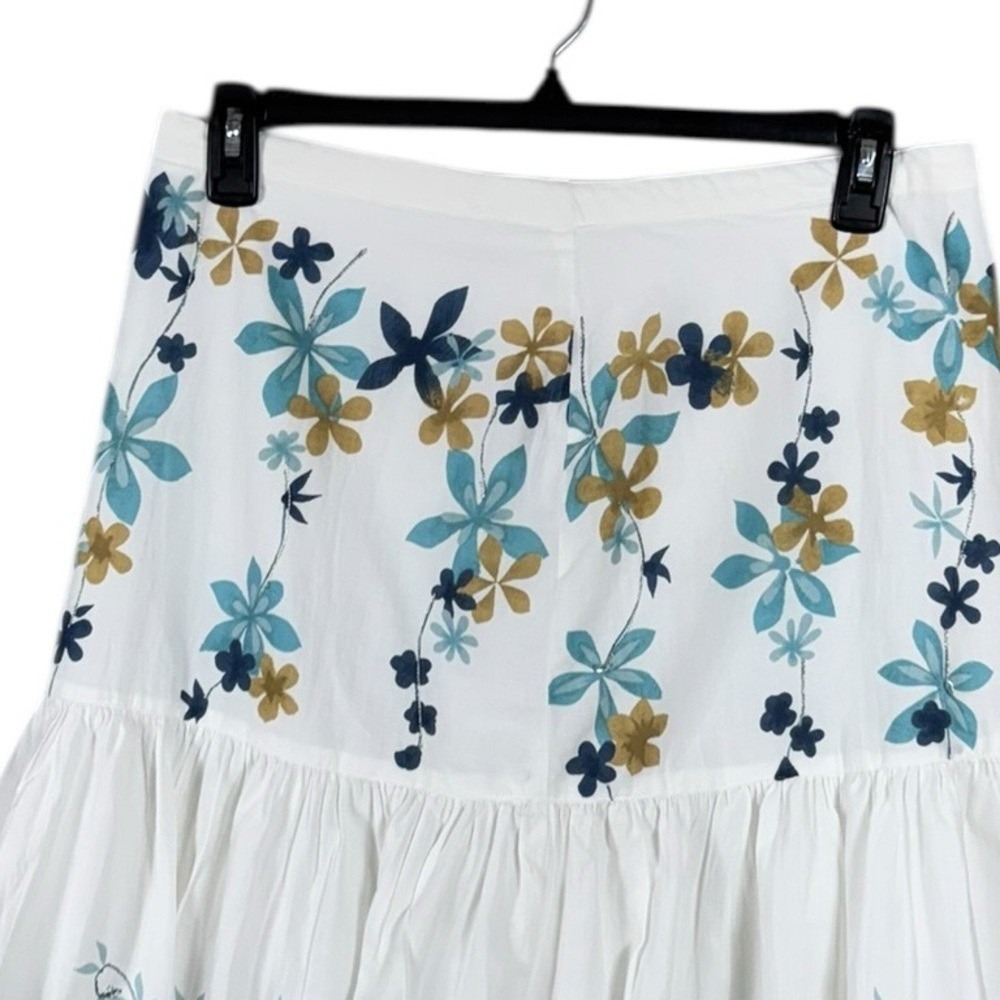 Womens Handmade Floral Tiered Skirt Size Large Bohemian Coastal Coquette Beachy - Picture 3 of 4